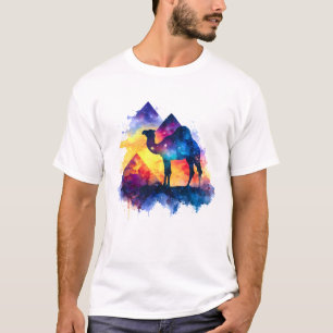Camiseta Paisagem Cósmica Starry Night Egípcio Camel