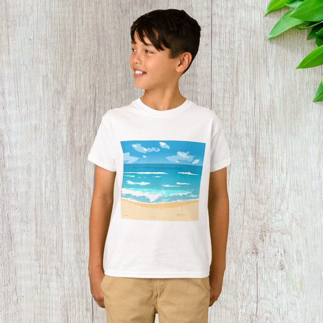 Camiseta Paisagem Costeira da Cena de Praia do Oceano Tropi (Criador carregado)