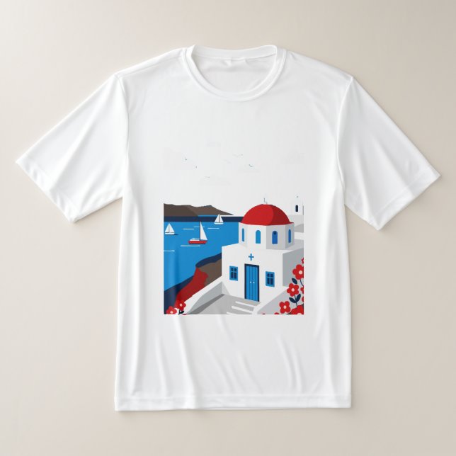 Camiseta paisagem da ilha grega (Postura )