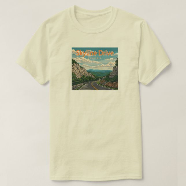 Camiseta Paisagem da Skyline Drive Virginia (Frente do Design)
