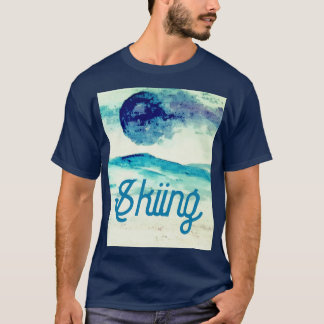 Camiseta Paisagem das Montanhas de Aquarela de Esqui