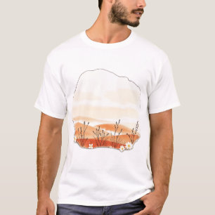 Camiseta Paisagem de Aquarela Delicada com Botânicos