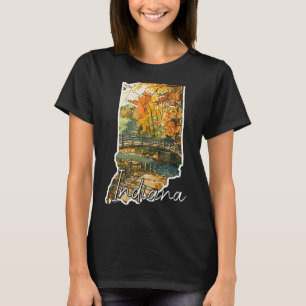 Camiseta paisagem de arte de aquarela de outono de Indiana
