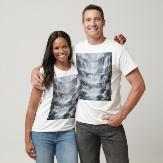 Camiseta Paisagem de Cachoeira Nebulosa