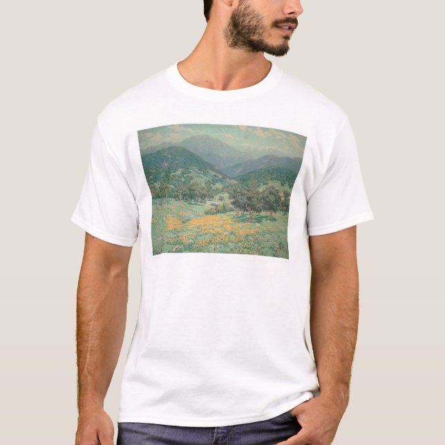 Camiseta Paisagem de Califórnia com papoilas (1213) (Frente)