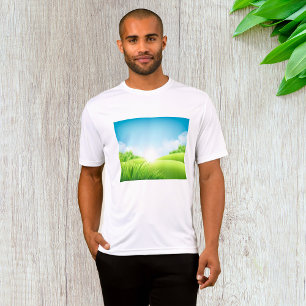 Camiseta Paisagem de Campo Verde Ensolarado