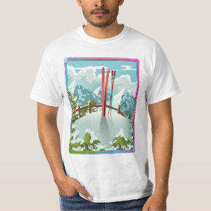 Camiseta Paisagem de esqui desenho animado