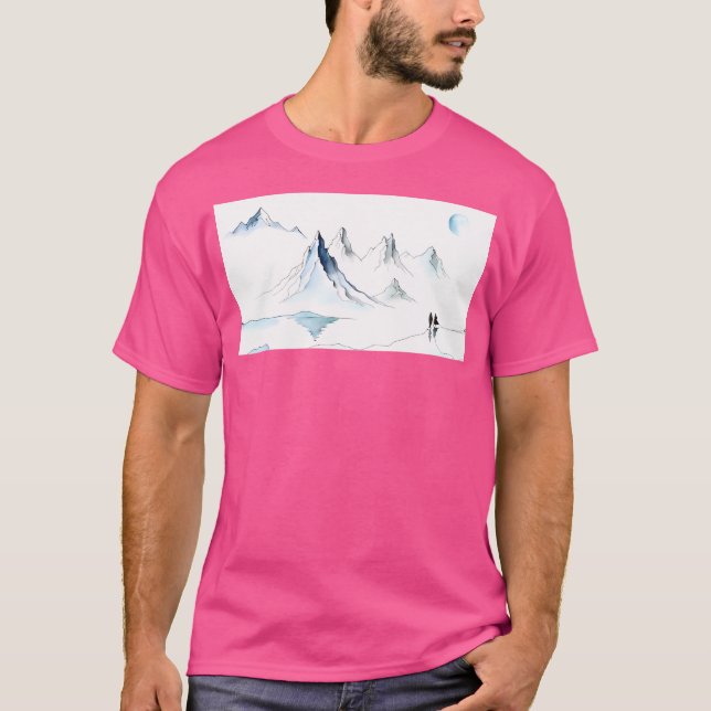 Camiseta Paisagem De Inverno Com Montanhas Longas (Frente)