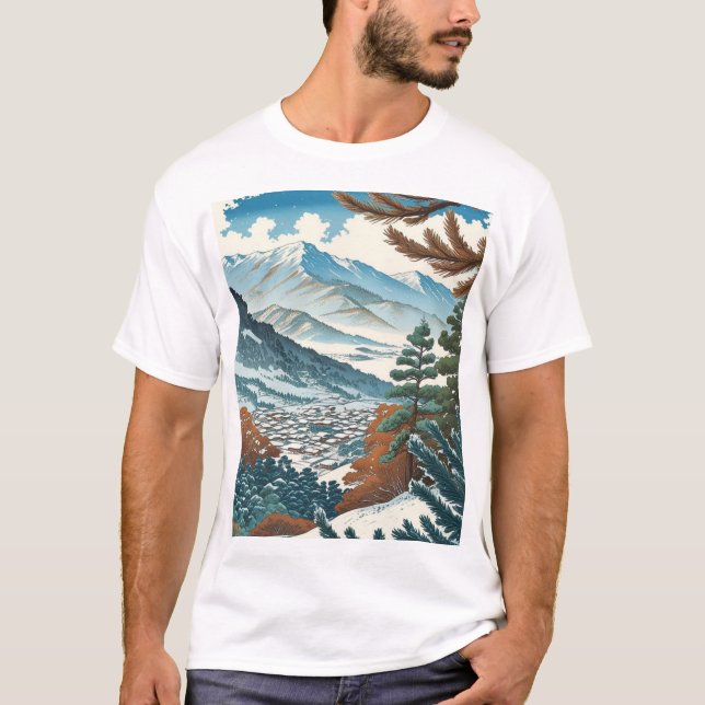 Camiseta Paisagem de inverno japonesa (Frente)