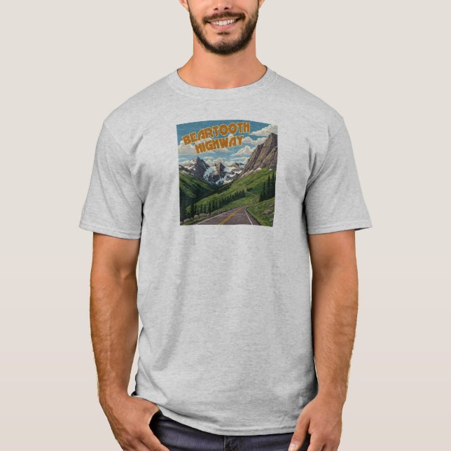 Camiseta Paisagem de Montana Wyoming na autoestrada Beartoo (Frente)