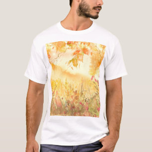 Camiseta Paisagem de Paisagem de Campo de Aquarela