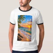Paisagem de pôr do sol na praia tropical