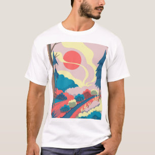 Camiseta Paisagem de primavera: paisagem colorida da vindim