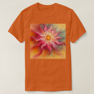 Camiseta Paisagem de Raios de Sol Rosa Abstrato