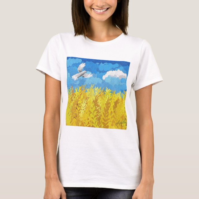 Camiseta Paisagem de Sinalizador da Ucrânia (Frente)