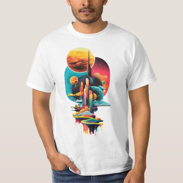 Camiseta paisagem de sonho abstrato surreal (Frente)