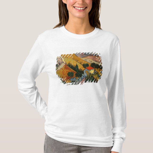Camiseta Paisagem de Vincent van Gogh | com casa & (Frente)