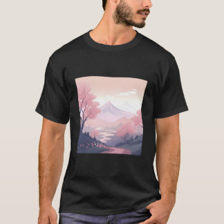 Camiseta Paisagem deslumbrante da flor K, trabalho pintado