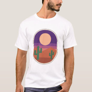 Camiseta Paisagem do Deserto Retro Cacto Sudoeste Lua
