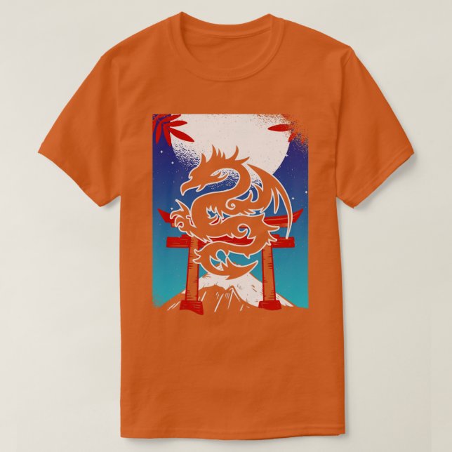 Camiseta Paisagem do Dragão Torii Gate Mountain (Frente do Design)