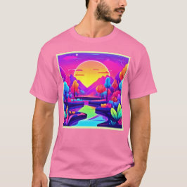 Camiseta Paisagem do Pôr do Sol Neon