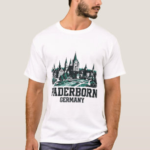 Camiseta Paisagem do rio e vista panorâmica de Paderborn Al