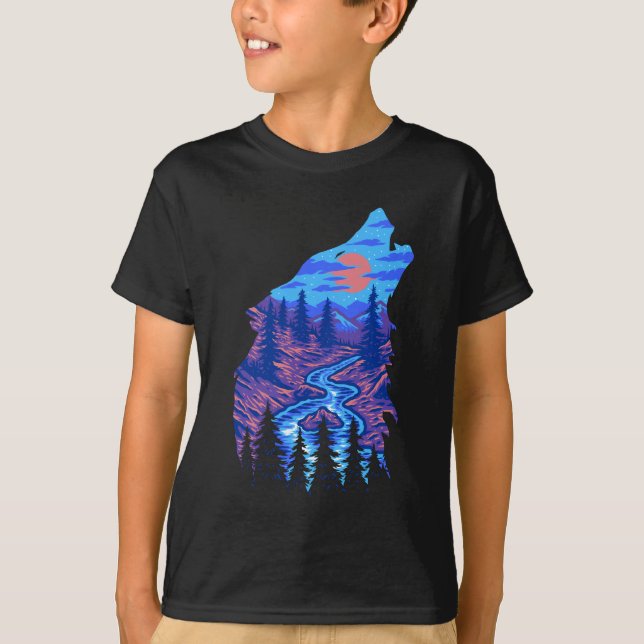 Camiseta Paisagem do rio Wolf Silhouette (Frente)