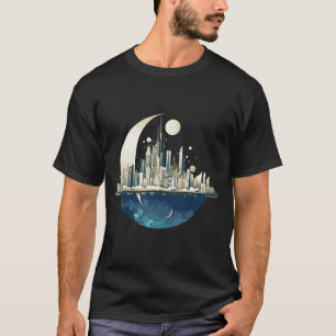 Camiseta Paisagem do Skyline de Cidade Moderna na na Descob