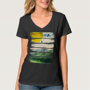 Camiseta Paisagem do Vale do Rio Paisagem Pastoral Arte por