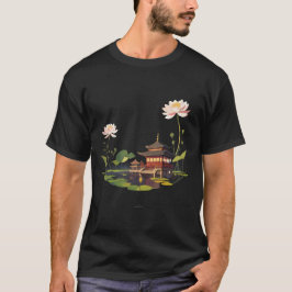 Camiseta paisagem e reflexão hídrica da japão