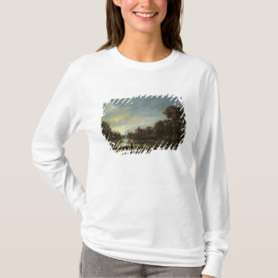 Camiseta Paisagem enluarada do rio com casas de campo