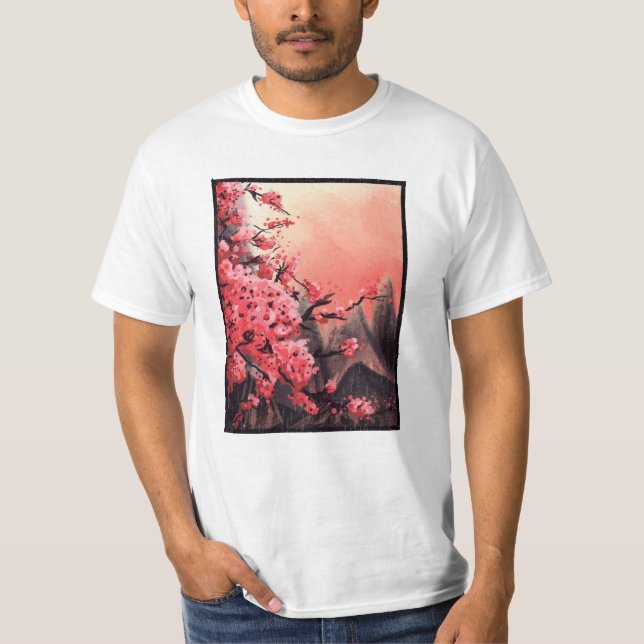 Camiseta Paisagem florescente de cereja (Frente)