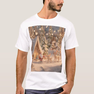 Camiseta Paisagem Invernal com Papai Noel