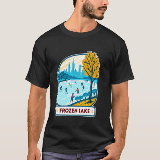 Camiseta Paisagem Invernal de Hóquei no Lago Congelado