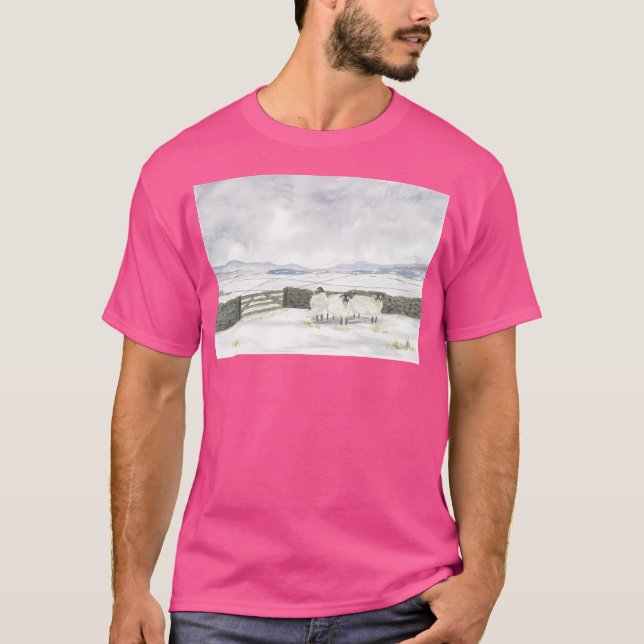Camiseta Paisagem Irlandesa Em Aquarelas Metálicas Ativas (Frente)