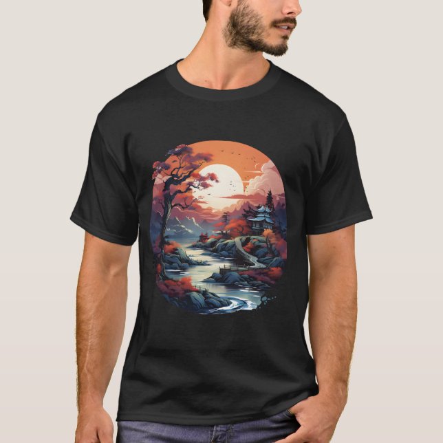 Camiseta Paisagem Japonesa Tranquilidade (Frente)