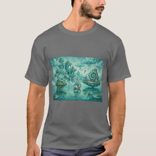 Camiseta Paisagem Marinha Verde Turquesa Sonho Surreal Fant