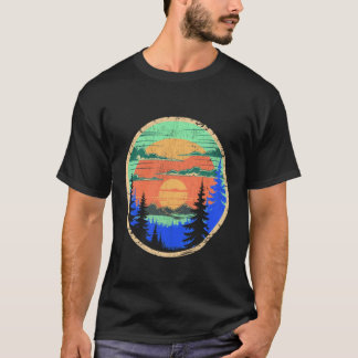 Camiseta Paisagem Montanhosa Reflexo Floresta Árvores Ao Ar