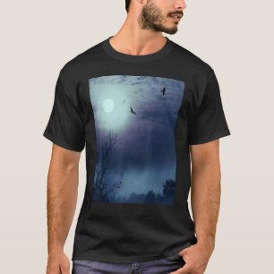 Camiseta Paisagem Natural De Foggg Lua Inteira E Morcegos