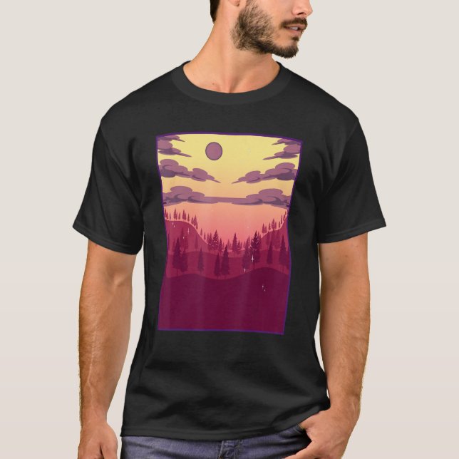 Camiseta Paisagem Natureza Lua A Vida Selvagem Árvores Lua  (Frente)