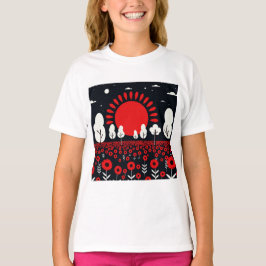 Camiseta Paisagem noturna com um campo