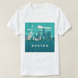 Camiseta Paisagem Noturna da Cidade de Massachusetts   Cida