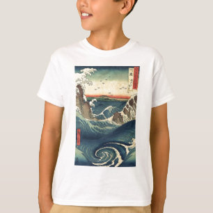 Camiseta paisagem oceânica japeso ukiyo-e onda excelente
