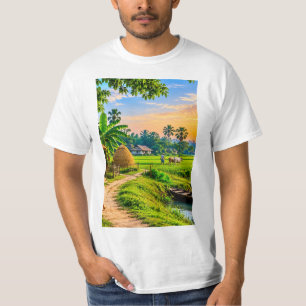 Camiseta Paisagem Pacífica de Aldeia Rural