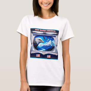 Camiseta Paisagem Patriótica Com Montanha Balda de Águia