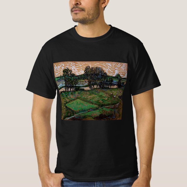 Camiseta Paisagem, Ponte em Oise por Vincent van Gogh (Frente)