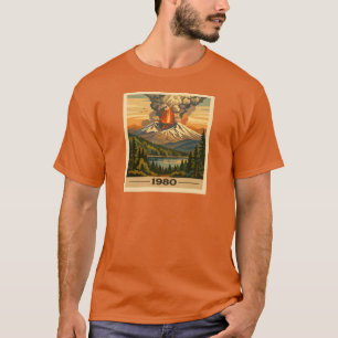 Camiseta Paisagem Retro da Erupção do Mt St Helens 1980