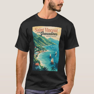 Camiseta Paisagem Retro de São Vicente e Granadinas
