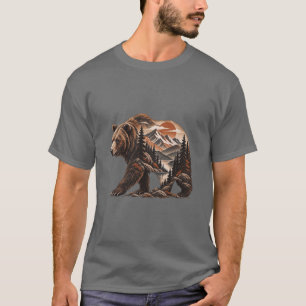 Camiseta Paisagem Selvagem Dentro do Urso Andando