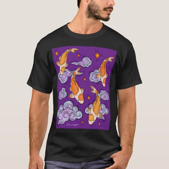 Camiseta Paisagem Sonhada de Koi Celestial (Frente)